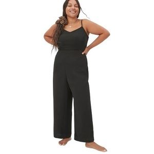 NWTS Anthropologie Maeve Magdalena Jumpsuit 18W Black Side Pockets